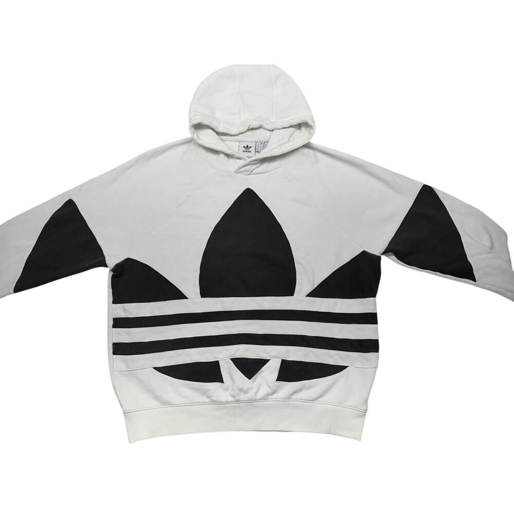 Adidas Originals Big Trefoil Hoodie Men’s Medium White Oversized Logo Pullover